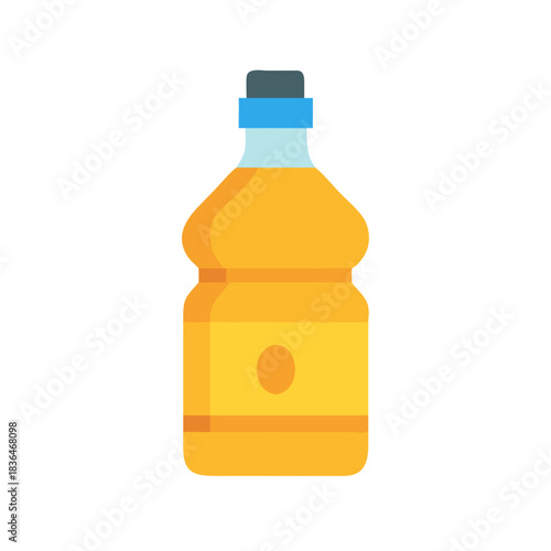 Cartoon style orange juice bottle illustration on white backdrop