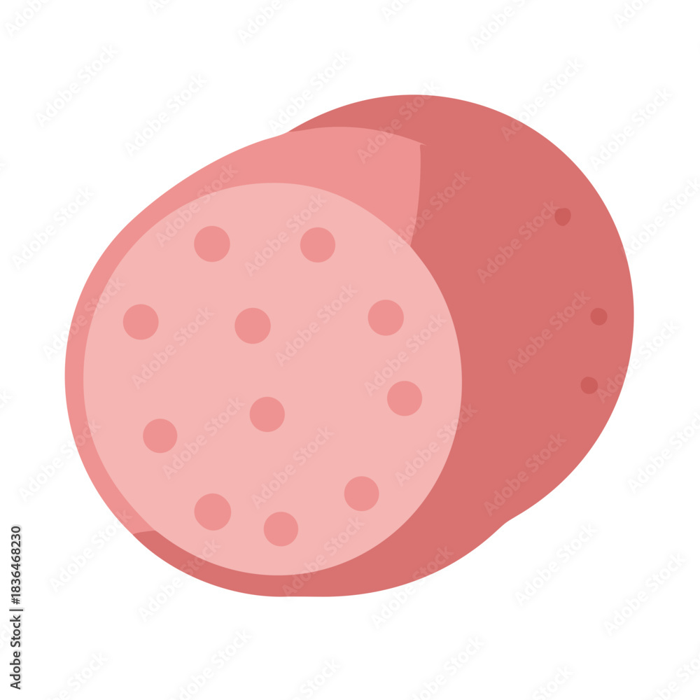 Fototapeta premium Pink sausage flat icon vector on a white background