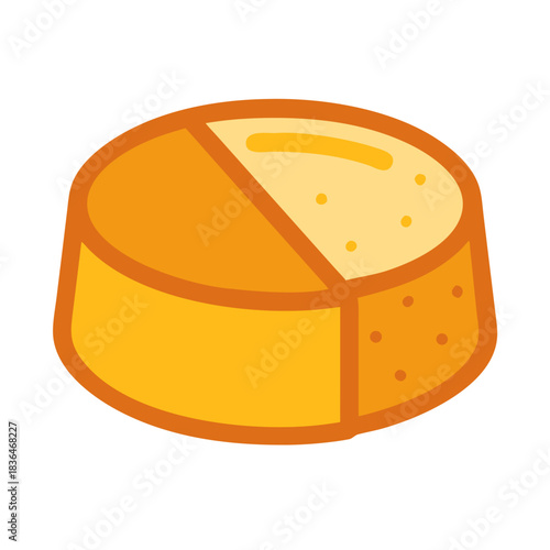 Sliced wheel of cheese illustration with orange outline border