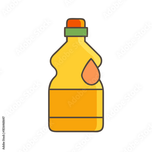 Cartoon style cooking oil bottle on white background graphic