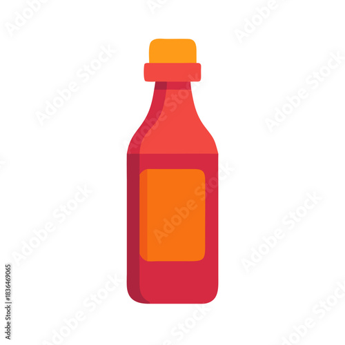 Red condiment bottle illustration against a solid white background