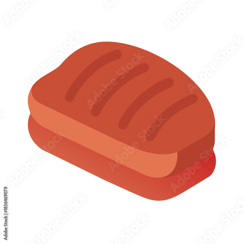 Isometric pork ribs graphic illustration in burnt orange color