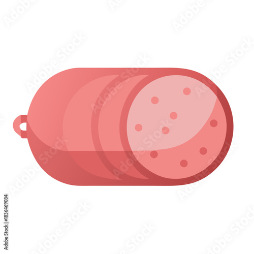 Simple flat illustration of a cooked sausage on white background