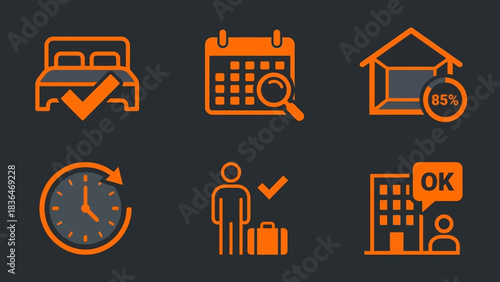 Hotel Booking and Travel Reservation Service Icons