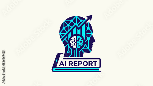 Artificial Intelligence Report Brain Technology Progress Data Vector Graphic