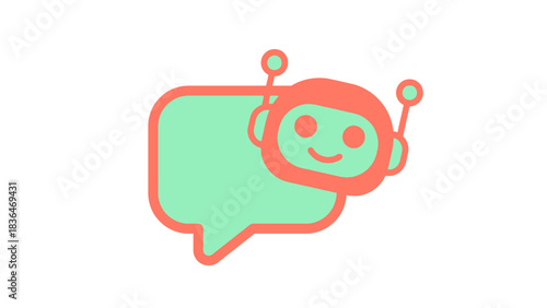 Friendly AI Assistant Speech Bubble Logo Design Smart Chatbot Technology