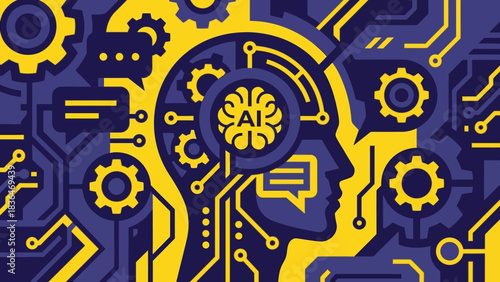 Artificial Intelligence Brain Technology Digital Circuit Network Concept
