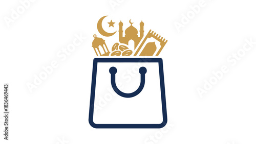 Islamic Shopping Bag Filled with Ramadan Eid Celebration Essentials