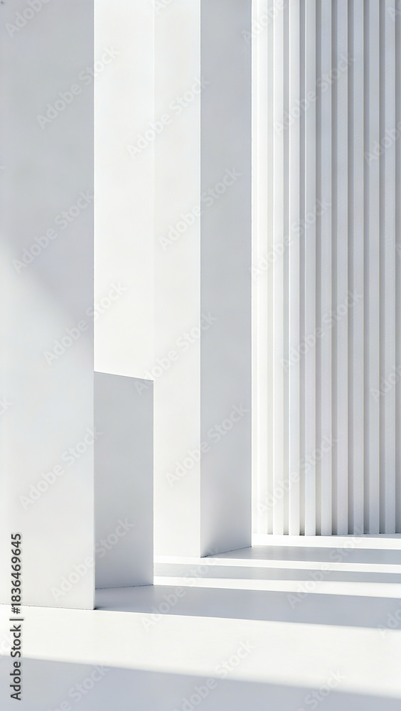 Fototapeta premium Abstract 3D white geometric shapes background, minimal architectural design