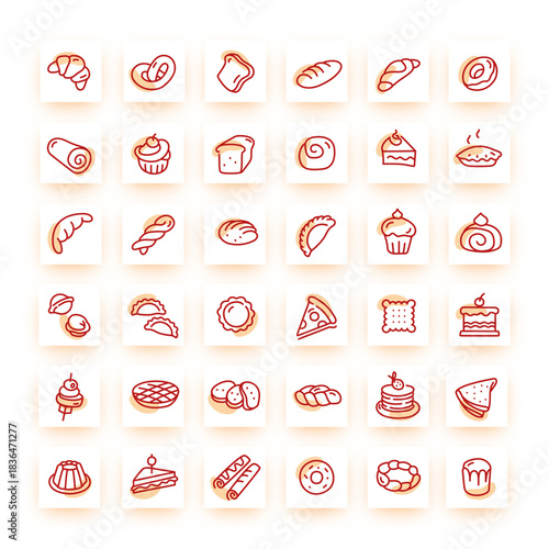 Vector web icons on the topic of  "Baking."