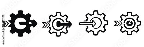 Dynamic gear icons illustrate process flow, efficiency, and system integration for modern business operations and technological advancement
