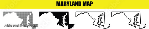 Vector of Maryland map vector illustration featuring state borders in various styles perfect for geographic and infographic design