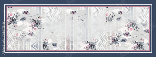 digital silk scarf design with seamless textile pattern