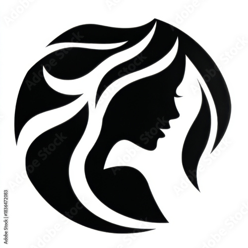 Silhouette logo of a woman's profile, black and white colors, representing a beauty salon or spa