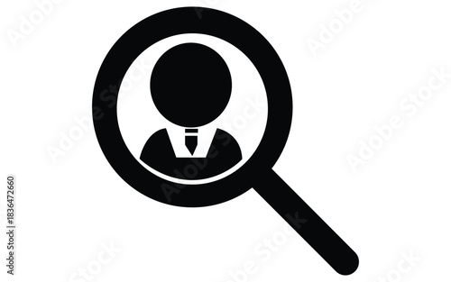 Searching for professional talent for the job with magnifying glass symbol