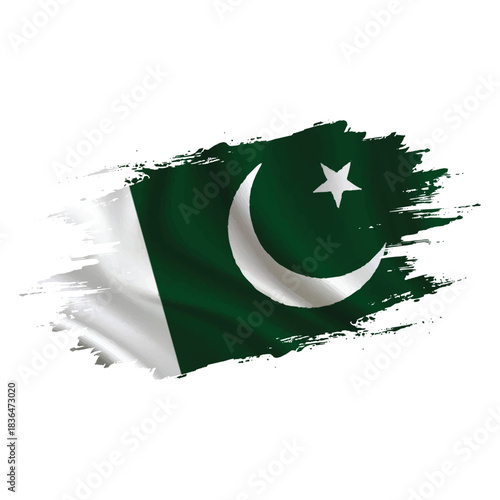 Pakistan Flag Brush Stroke, vector illustration