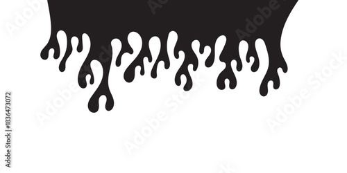 Black Liquid Dripping Top Border Vector