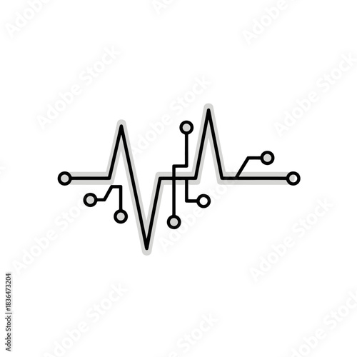 Digital Heartbeat Pulse Line with Circuitry Connections Technology Health Concept