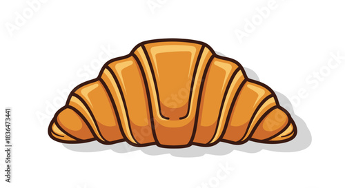 Golden brown croissant vector illustration on white background.