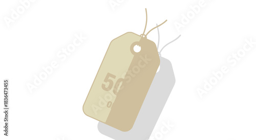 Minimalist 50 percent discount price tag vector illustration