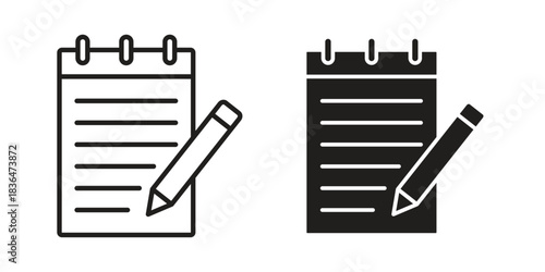 Notepad icons vector collection for web designs. flat icons