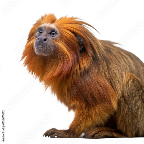 Golden Lion Tamarin Isolated on White Background


