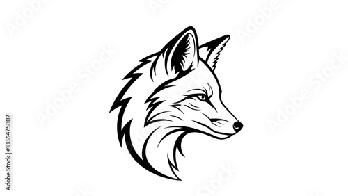 Fox Head Illustration – Wild Animal Mascot Logo in Bold Line Art Style