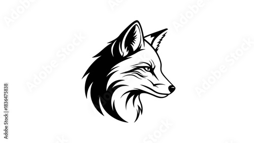 Fox Head Illustration – Wild Animal Mascot Logo in Bold Line Art Style