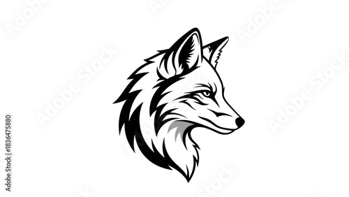 Fox Head Illustration – Wild Animal Mascot Logo in Bold Line Art Style