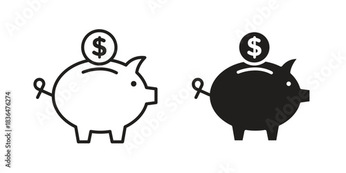Piggy bank icon for template. Icon vector graphic set