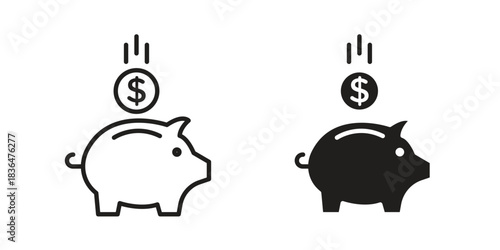 Piggy bank icon for template. Icon vector graphic set