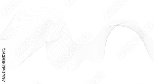 Stylized line art background. Vector illustration. Wave with lines created using blend tool. Abstract wave element for design. Digital frequency track equalizer.