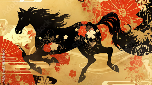 日本風に描いた馬の絵