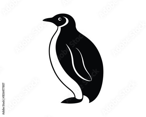 Minimalist black silhouette of a standing emperor figure silhouette