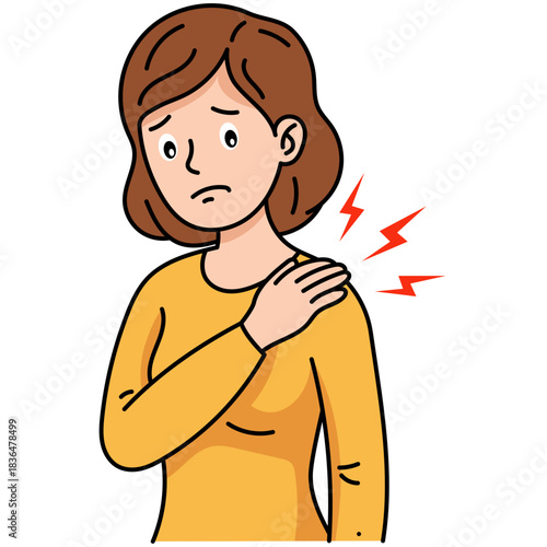 Illustration of Woman with Shoulder Pain