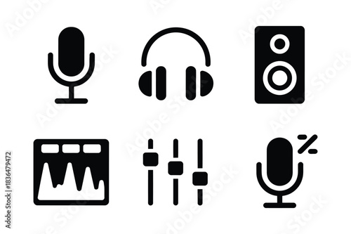 Collection of audio and music production icons