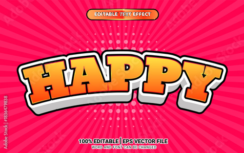 Happy 3d fun comic text effect