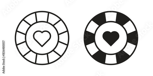 Poker chip icon designs collection for mobile, ui, web.