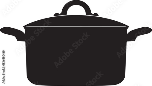 Black silhouette of a covered cooking pot a symbol of food preparation and healthy eating lifestyle