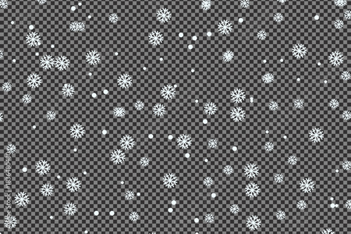 Winter Snowflake Pattern – Transparent Falling Snow Vector Texture