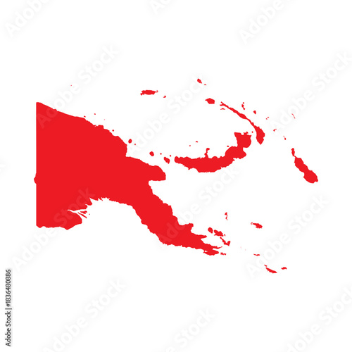 Abstract Red Papua New Guinea Simple Map
