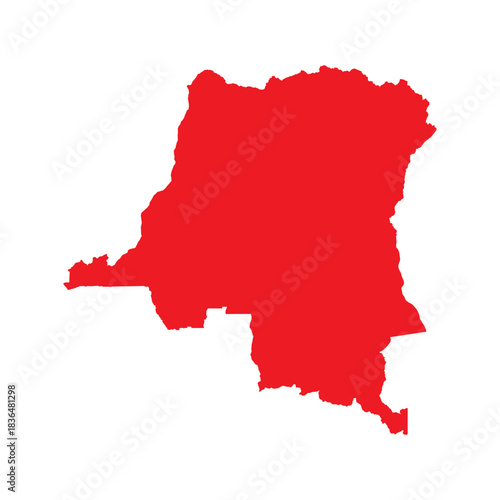 Abstract Red Democratic Republic of the Congo Simple Map