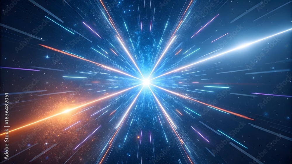 Naklejka premium Abstract hyperspace background with light speed travel and futuristic tunnel effect design concept
