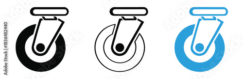 Modern caster wheel icon for smooth mobility and design,Caster wheel icon set isolated on white background vector,Cart trolley wheel icon symbol concept. Icons for web and mobile.