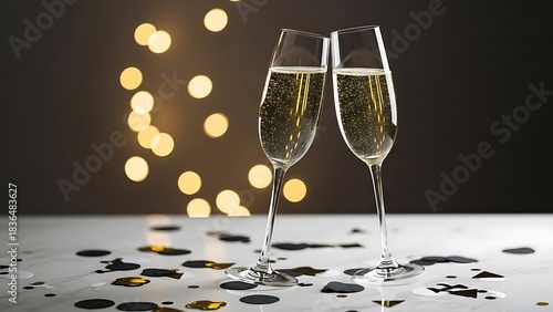 happy new year, new year's eve, silvester, new year, celebration greeting card, new year card - Year 2026 in sparkler font and firework fireworks pyrotechnic, isolated on black night sky background