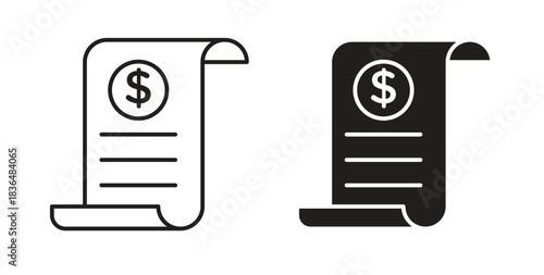 Receipt icon symbol. Vector EPS 10. line and glyph icon
