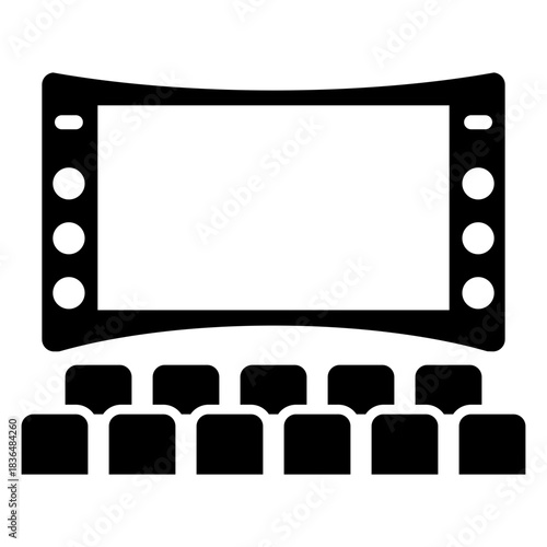 vector illustration of the Cinema Screen and chair to watch movie