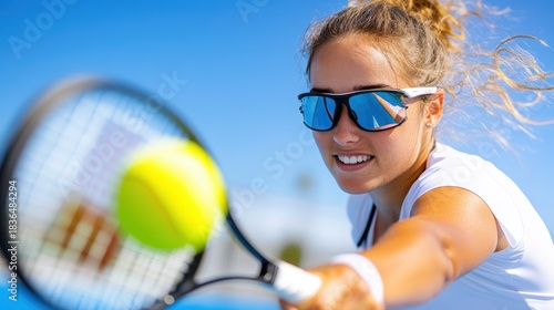 Wallpaper Mural Dynamic padel tennis player showcasing skills on an outdoor court Torontodigital.ca