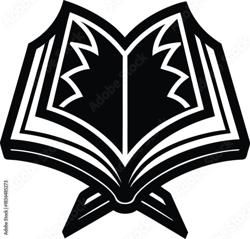 Islamic Scripture Open Book Silhouette Design.
