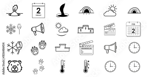 Collection of hand drawn sketch icons representing various objects and concepts